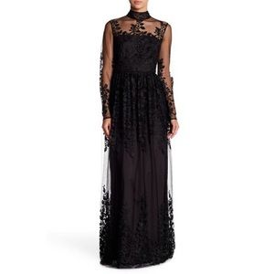 Monique Lhuillier black lace dress